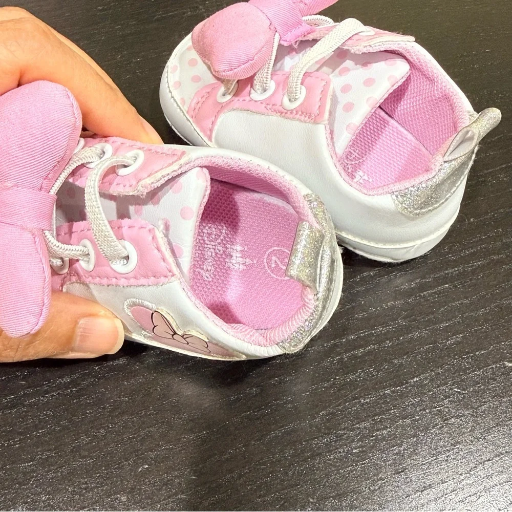 Disney Pink and White Minnie Bow Baby Walker Sneakers
